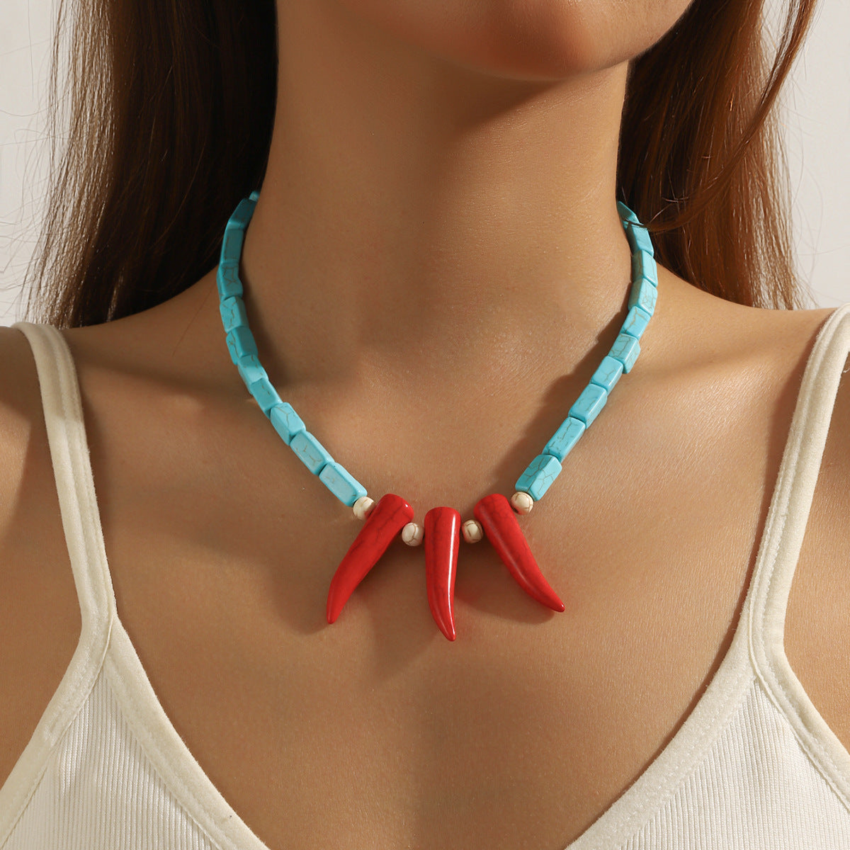 Wholesale Alloy starfish conch pendant high-grade turquoise necklace