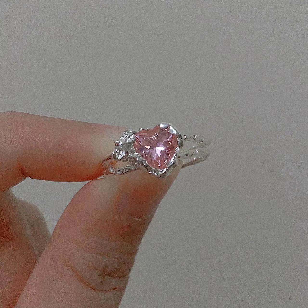 Wholesale Index Finger Ring Adjustable Ring Love Pink Diamond Ring ACC-RS-HZS001