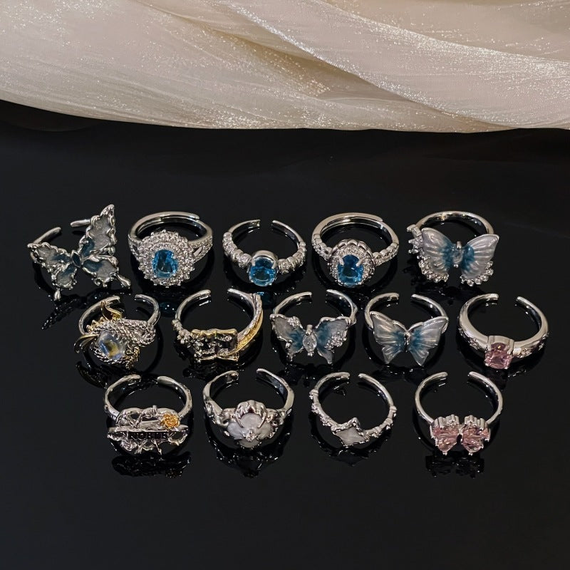 Wholesale Copper Drip Oil Butterfly Zircon Open Ring - Trendy Jewelry Accessory for Women,  Everyday Gift