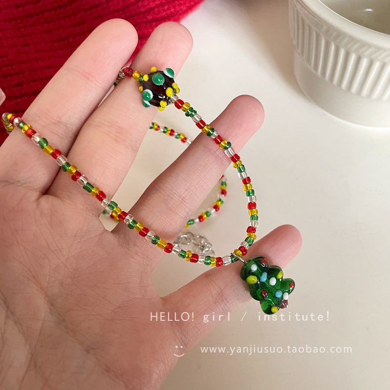 Wholesale Christmas Tree Clavicle Beaded Necklaces Choker Necklaces ACC-NE-Fanshi001