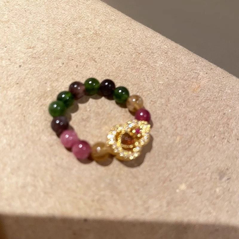 Wholesale Chic Gourd Bead Ring Women S Zinc Alloy Fashion Accessory Electroplated Finish Boutique Resale Everyday Wear