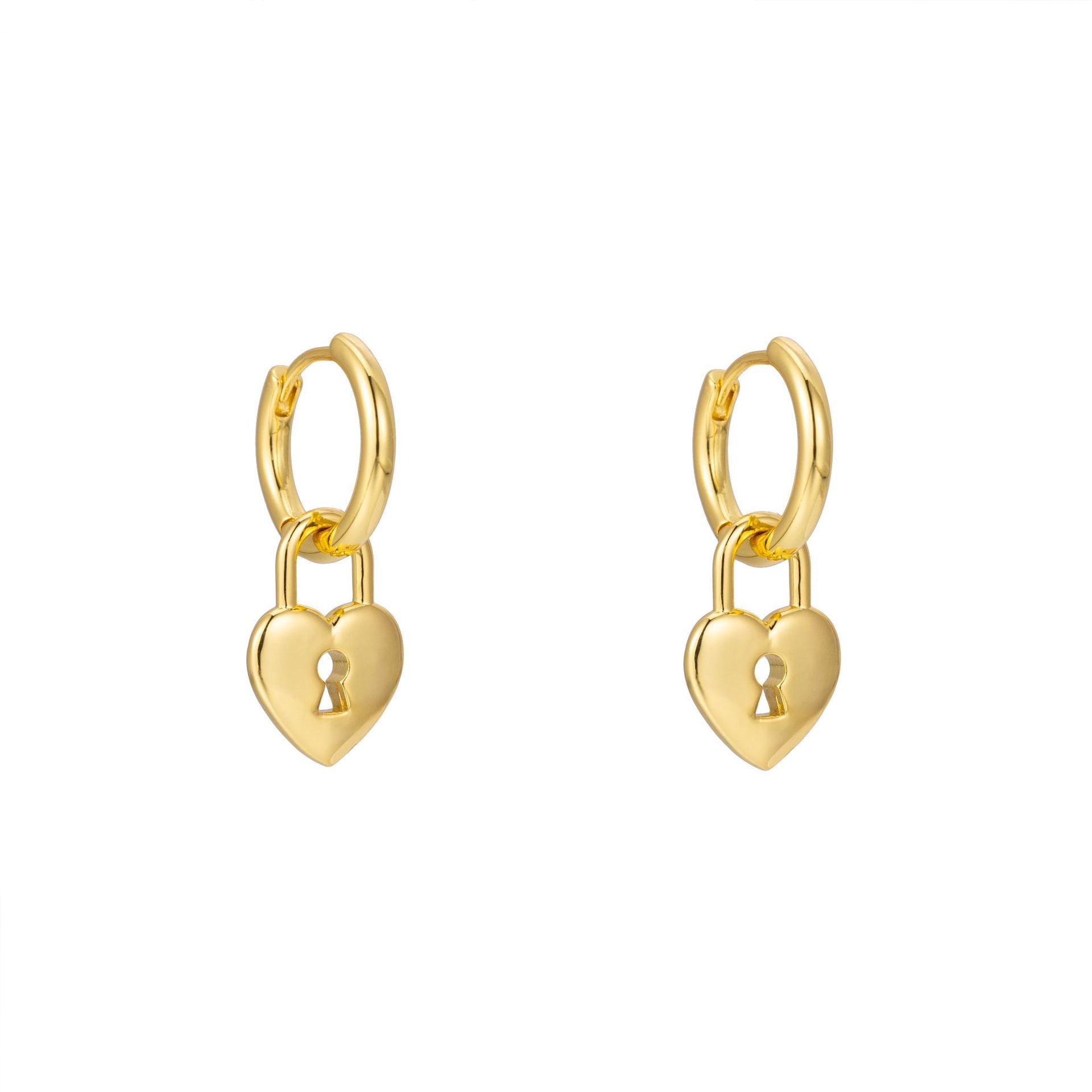 Wholesale love series  copper plated 18K gold love lock earrings