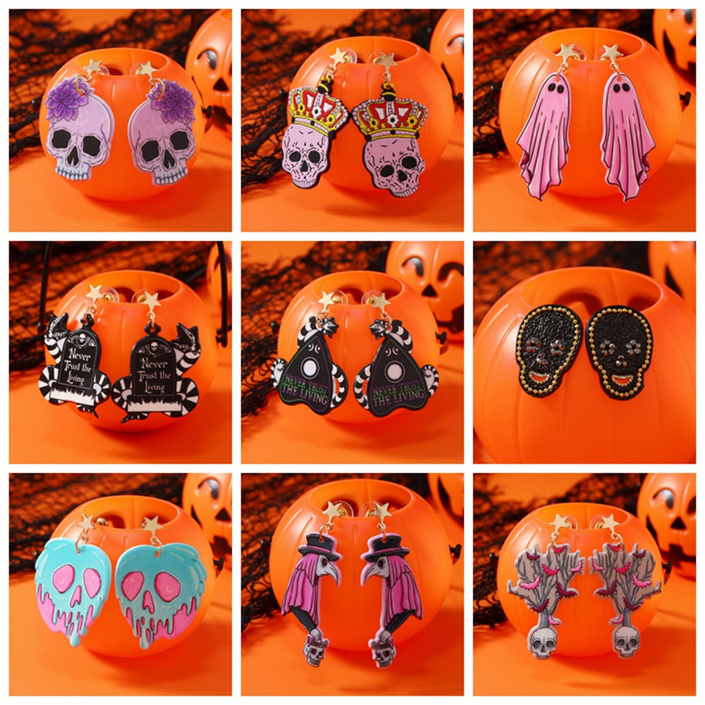Wholesale  Gothic Skull Bat Pendant Earring Set Alloy Electroplated Fashion Accessory for Resale