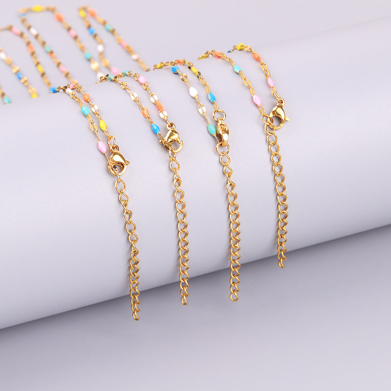 Wholesale Titanium Steel  lips oil dripping multicolored necklace