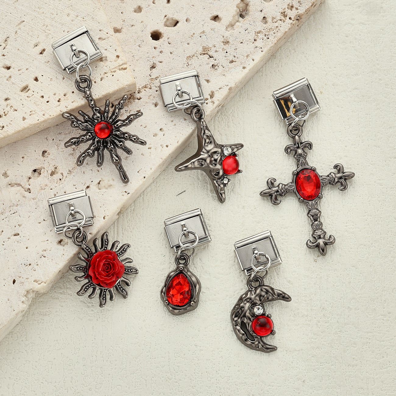 Wholesale Dark Style  Series Pendant Stainless Steel DIY Bracelet Accessories for Craft Supply and Gift