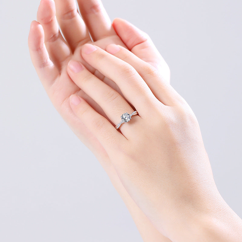Wholesale 1 carat D color moissanite S925 sterling silver six claw ring