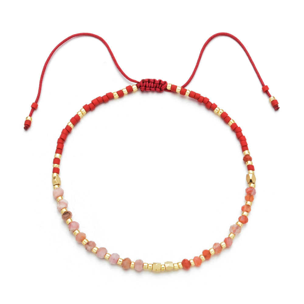 Wholesale Glass Bead Boho Bracelet,  Women' s Adjustable Sliding Beaded Jewelry,  Handmade Fashion Accessory