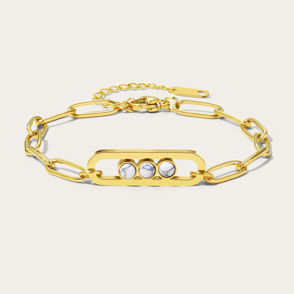 Wholesale Vintage Titanium Steel Bracelets Cuban Bracelet 18K Electroplating Light Luxury Bracelet ACC-BT-Mingl001