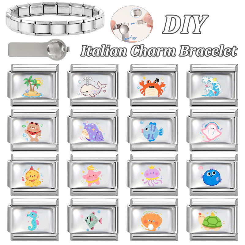 Wholesale Ocean Style Stainless Steel Modular Bracelet Fresh Simple DIY Jewelry Accessory