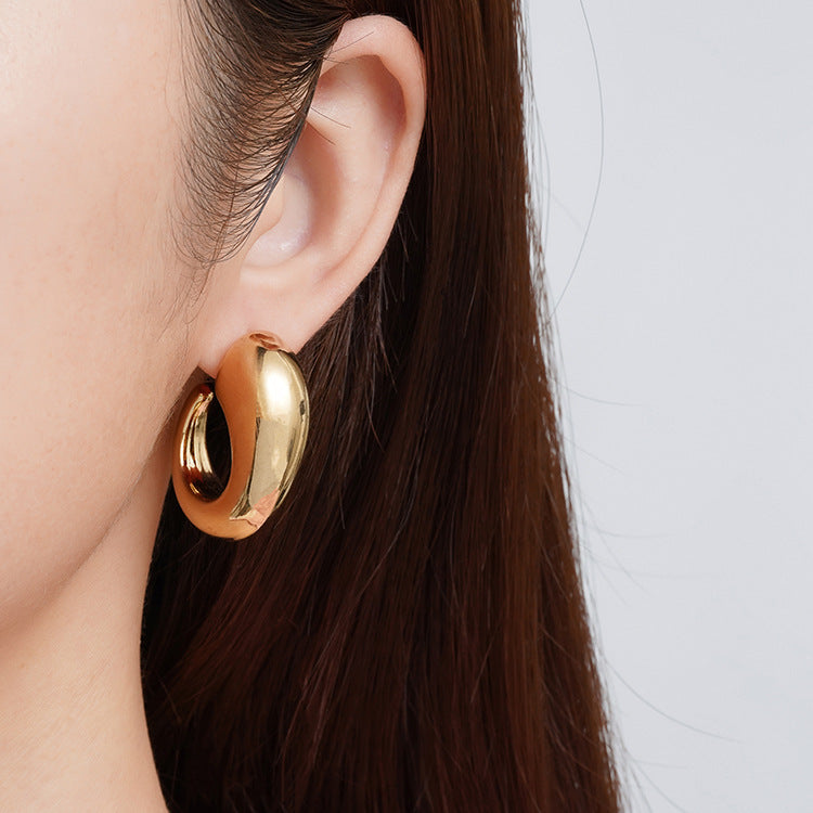 Wholesale Irregular C-shaped Geometric 18k Gold Plated Stainless Steel Earrings ACC-ES-MuShan027