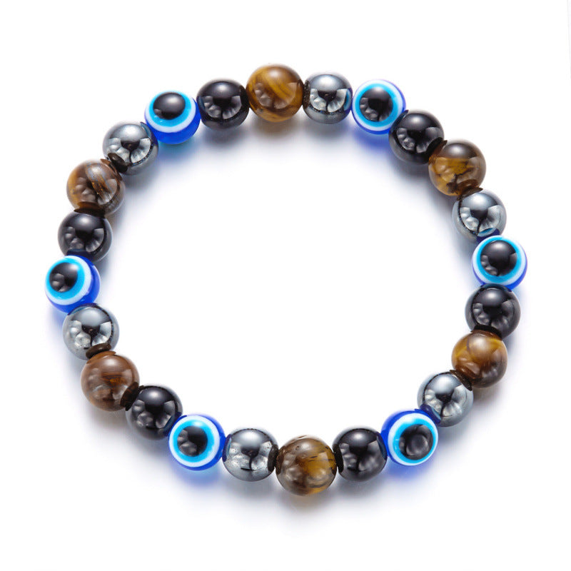 Wholesale  Tiger Eye Stone Devil's Eye Elastic Stone Bracelet