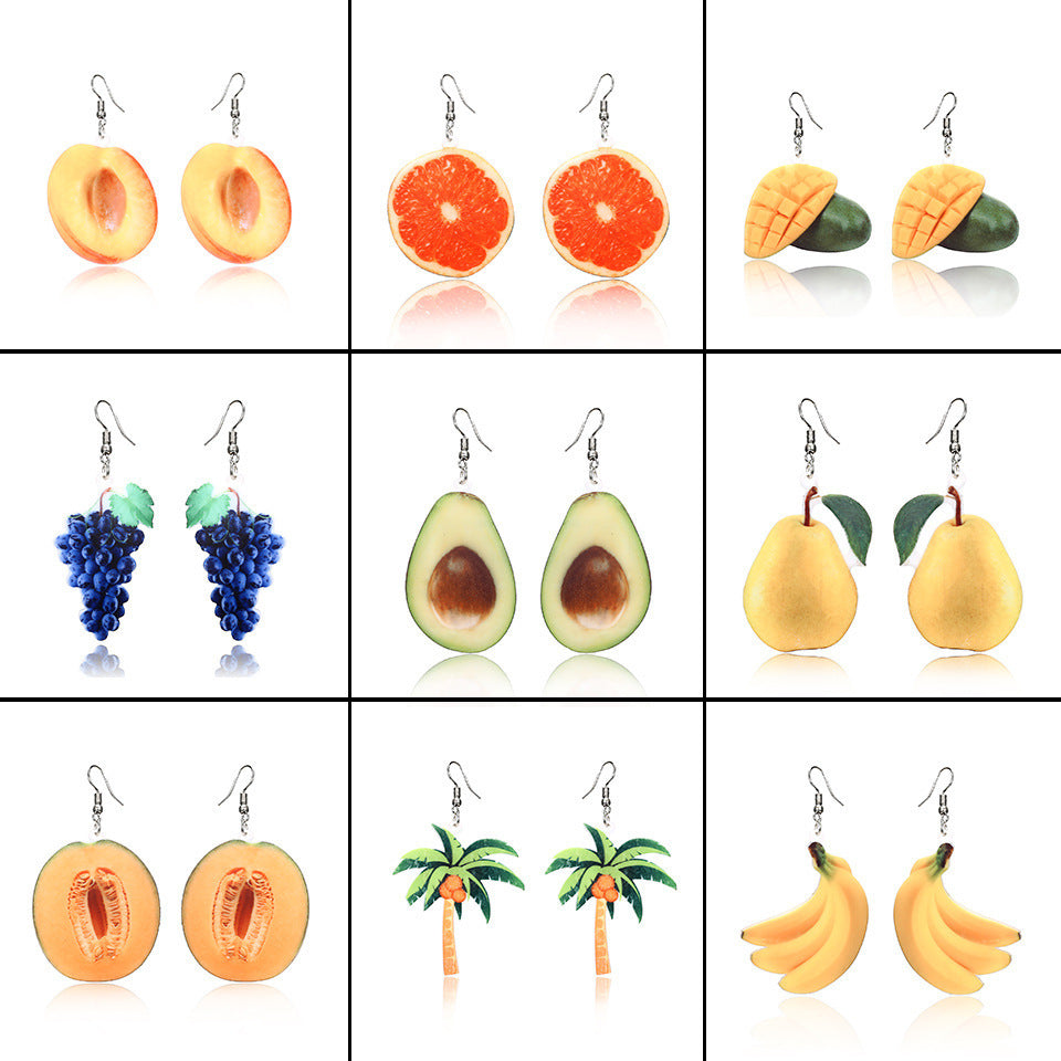 Wholesale Fruit-Shaped Acrylic Flat Earrings,  Cute Laser-Cut Jewelry Accessory for Women,  Boutique Resale