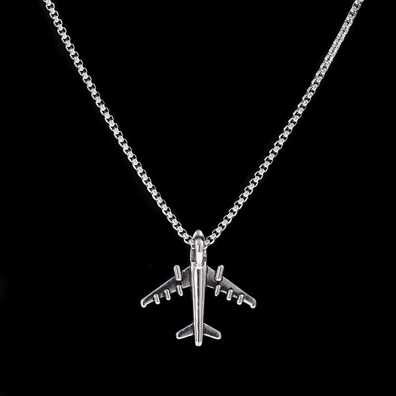 Wholesale  titanium steel airplane necklace disco fun pendant