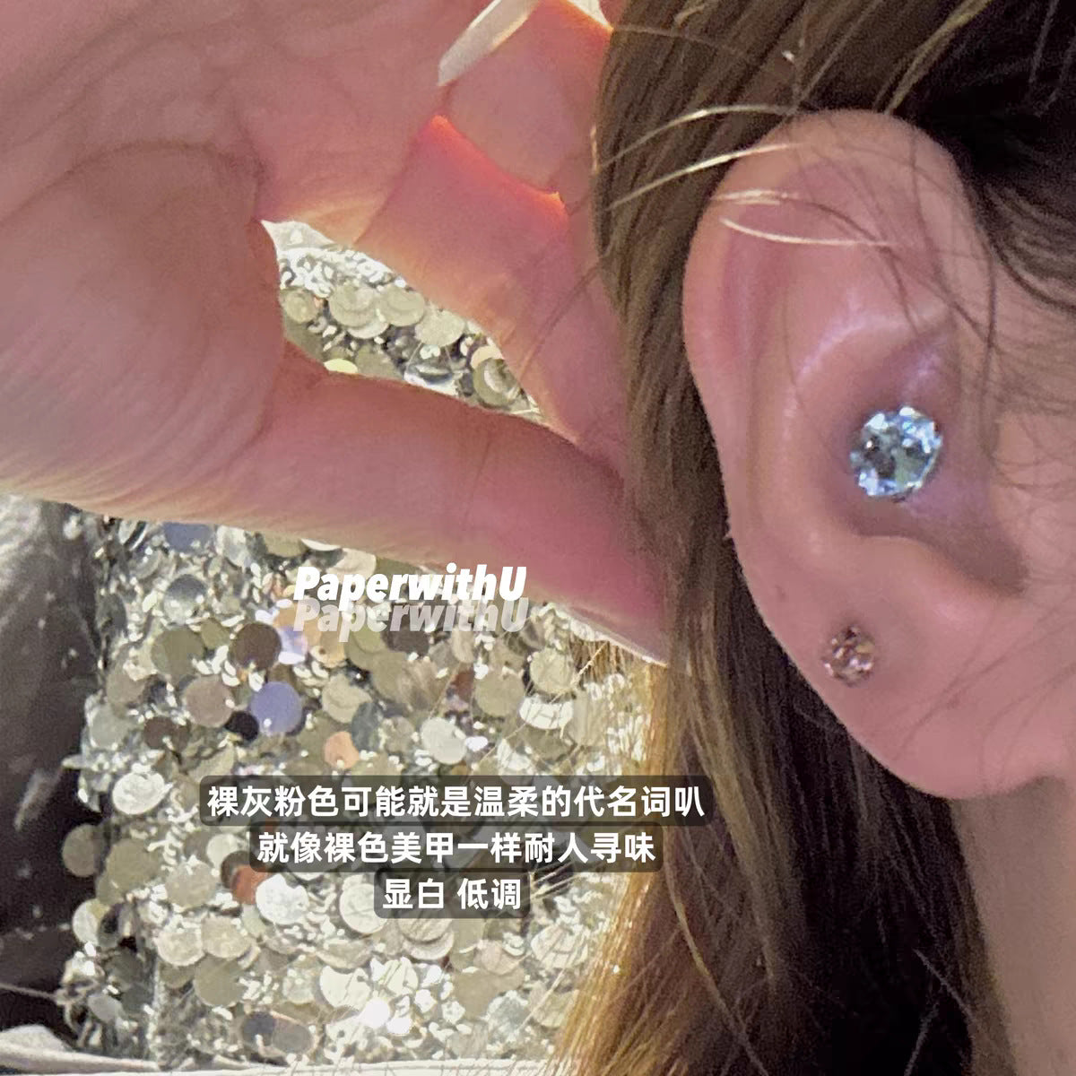 Wholesale Titanium Steel gold color 4mm square drill screw cochlear ear bone earrings