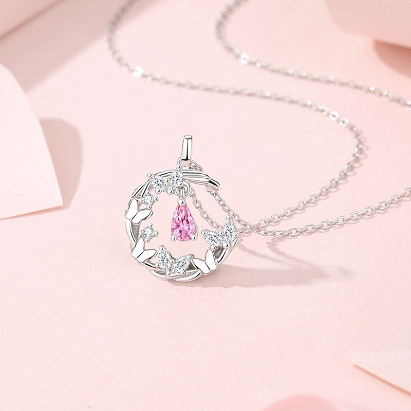 Wholesale S925 Silver Moon Butterfly Necklace