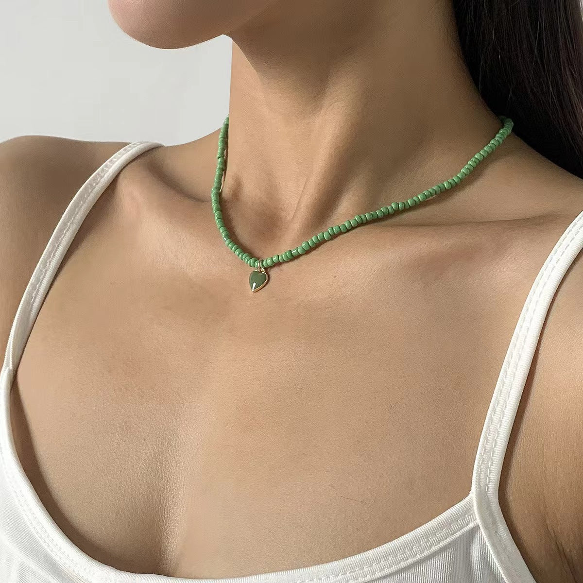 Wholesale Bohemian Clavicle Handmade Bead Heart Necklace
