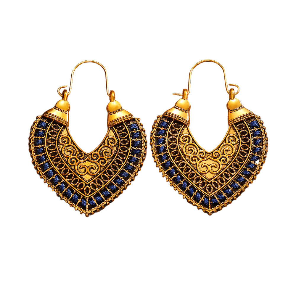 Wholesale Retro Bohemian Floral Hollow Out Earrings Alloy Antique Gold Women S Party Jewelry