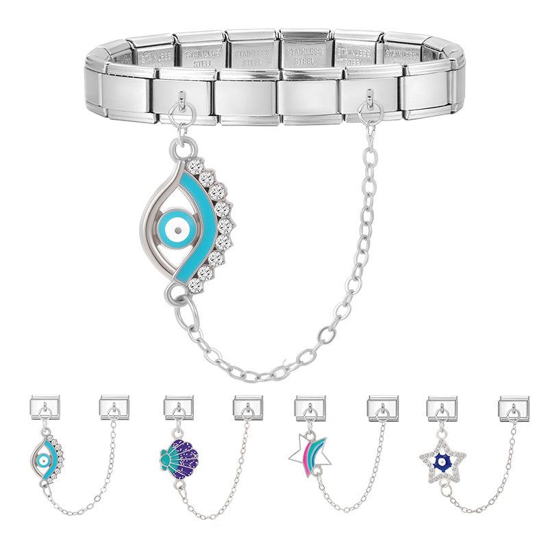 Wholesale Italian Charm Bracelet 9mm DIY Splicing Double Pendant  Stainless Steel Composable Bracelet