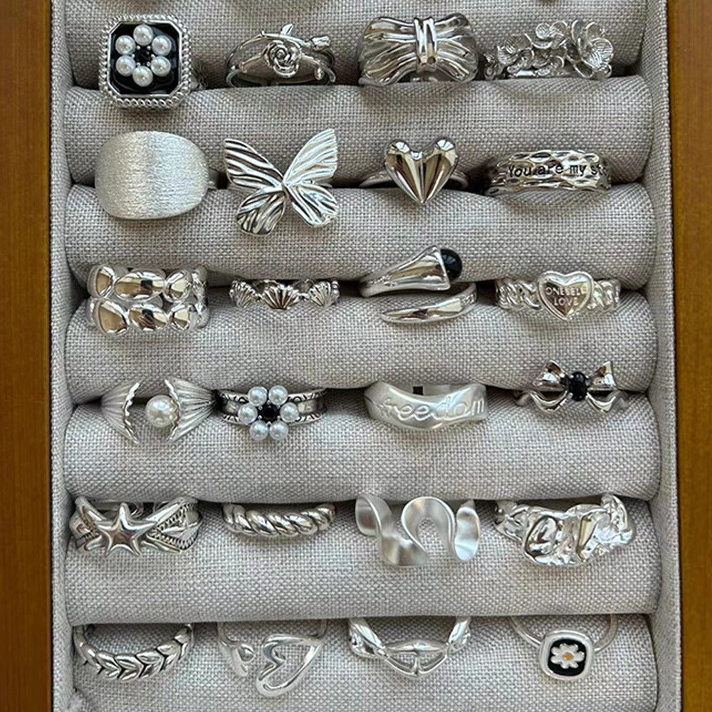 Wholesale Vintage Plain Black Agate Ring Open Adjustable Ring ACC-RS-Yues005