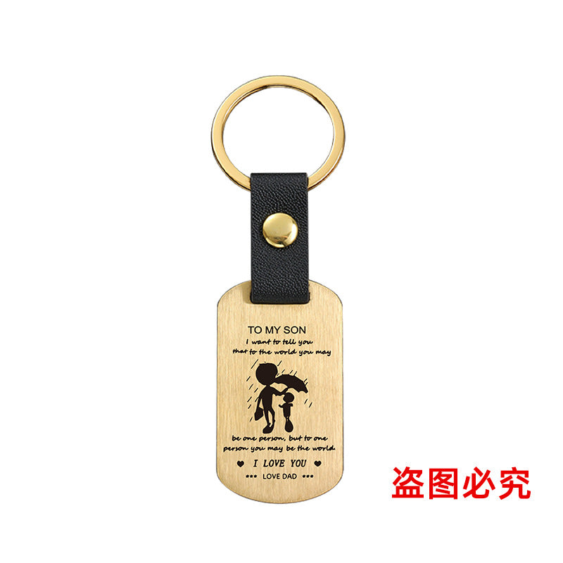 Wholesale Family Gift for Son Metal Leather Keychains ACC-KC-GangGu031