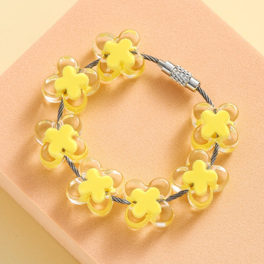 Wholesale Acrylic Dopamine Colored Flower Bracelet Keychain ACC-KC-RongRui025