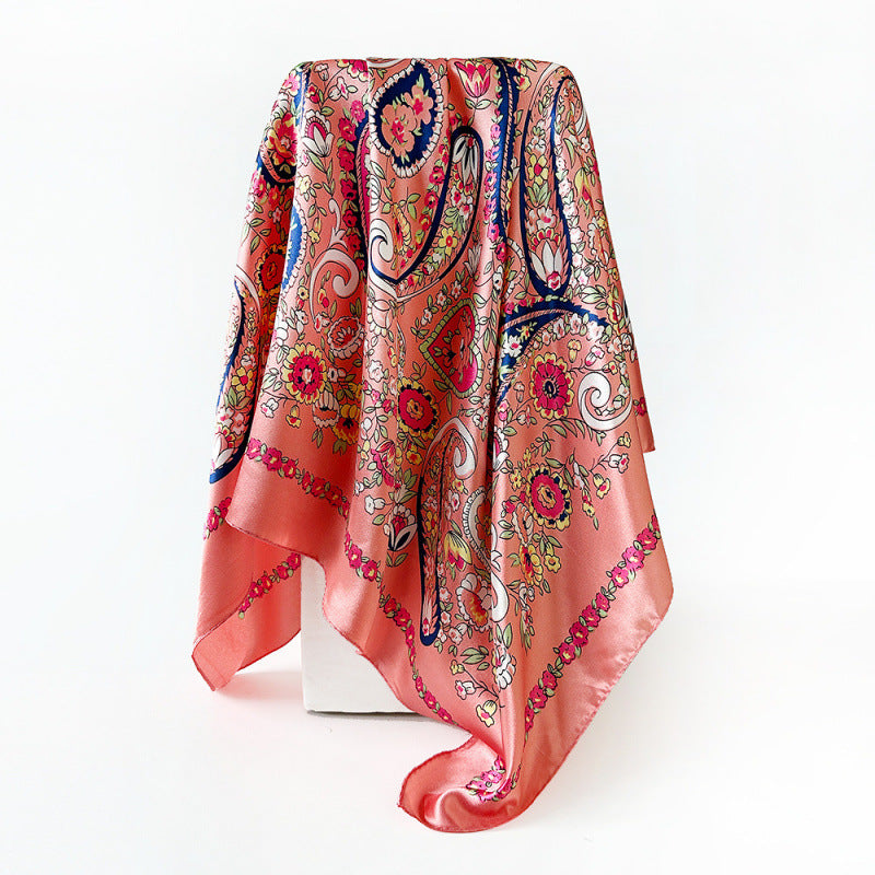 Wholesale 90cm Satin Square Scarf Turban Head Wrap  Print Silk Scarf