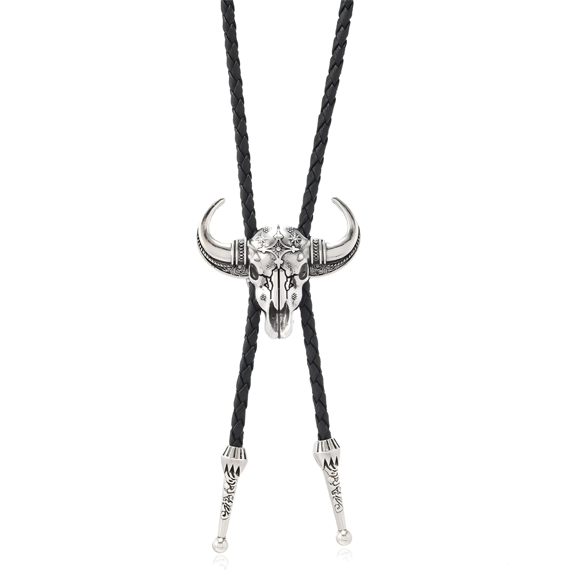 Wholesale PU leather woven rope bull head heart butterfly necklace