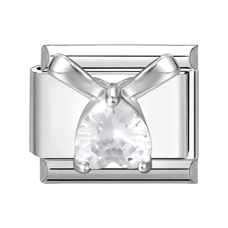 Wholesale 9mm Italian Charm Starter Bracelets DIY Zirconia-set Stainless Steel Composable Bracelet