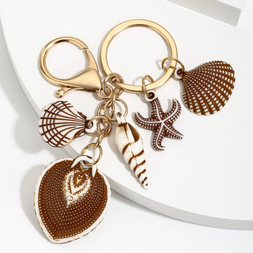 Wholesale Resin Starfish Seashell Ocean Series Keychain Pendant Fashion Bag Charm Wedding Gift