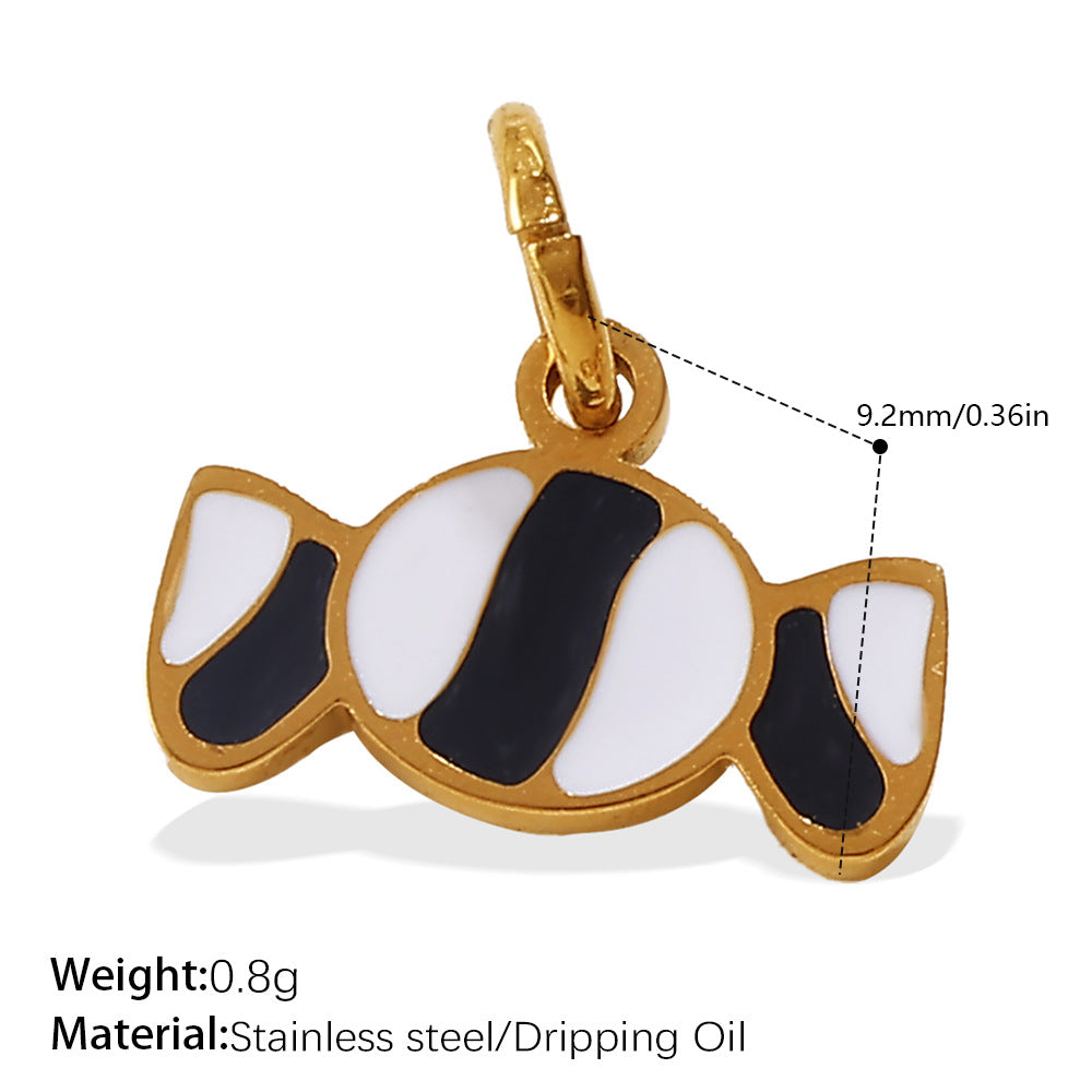 Wholesale  Food Series Ice Cream Donut Cake Titanium Steel Pendant DIY Necklace Bracelet Jewelry Accessories Cute