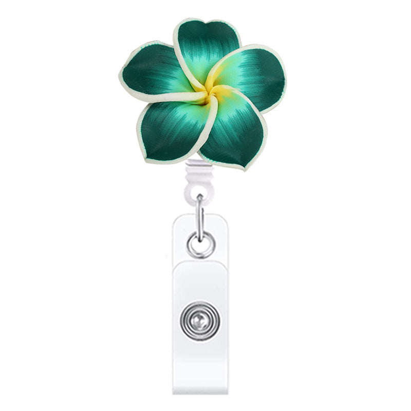 Wholesale Hawaiian Plumeria Badge Reel Handmade Soft y Flower – Casual Bag Charm or ID Accessory