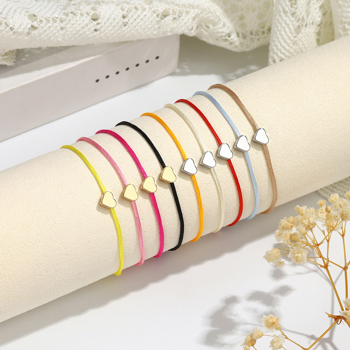 Wholesale Black And Gold Heart Bracelet Set Minimalist Pull Cord Rope Bracelets Everyday Wear Fashion Jewelry Accessory
