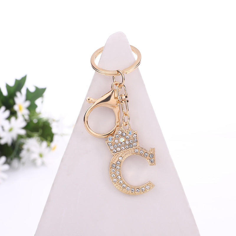 Wholesale Zinc Alloy Rhinestone Letter Keychain ACC-KC-YuanFei003