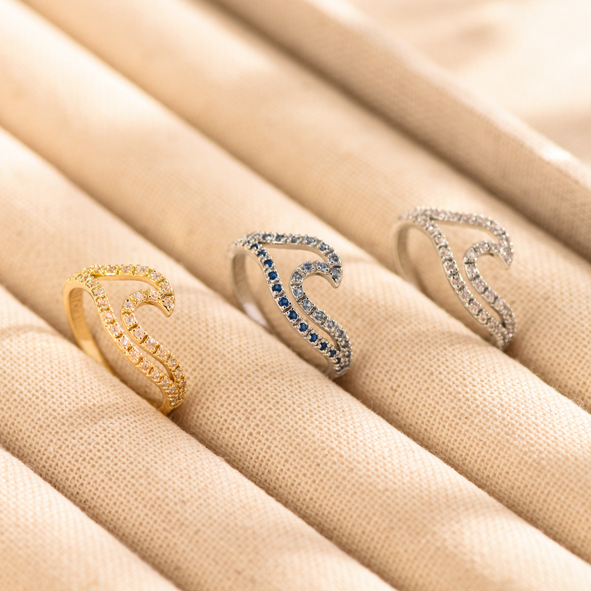 Wholesale  double wave ring personalized  double color copper ring