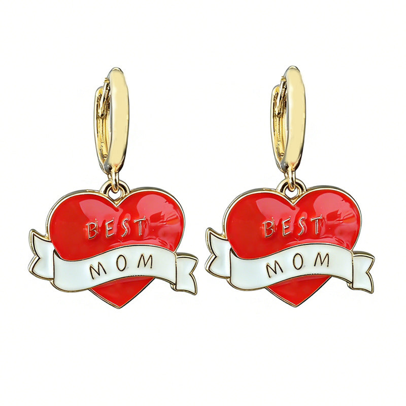 Wholesale 2 Pairs Alloy Flower Heart Earrings Mother's Day Earring Pendant Jewelry