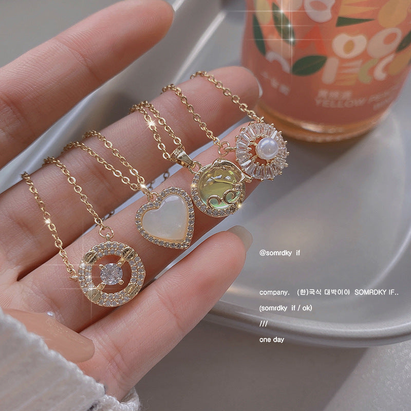 Wholesale Vintage Titanium Steel Necklace Pearl Pendant Clavicle Chain ACC-NE-Sengw003