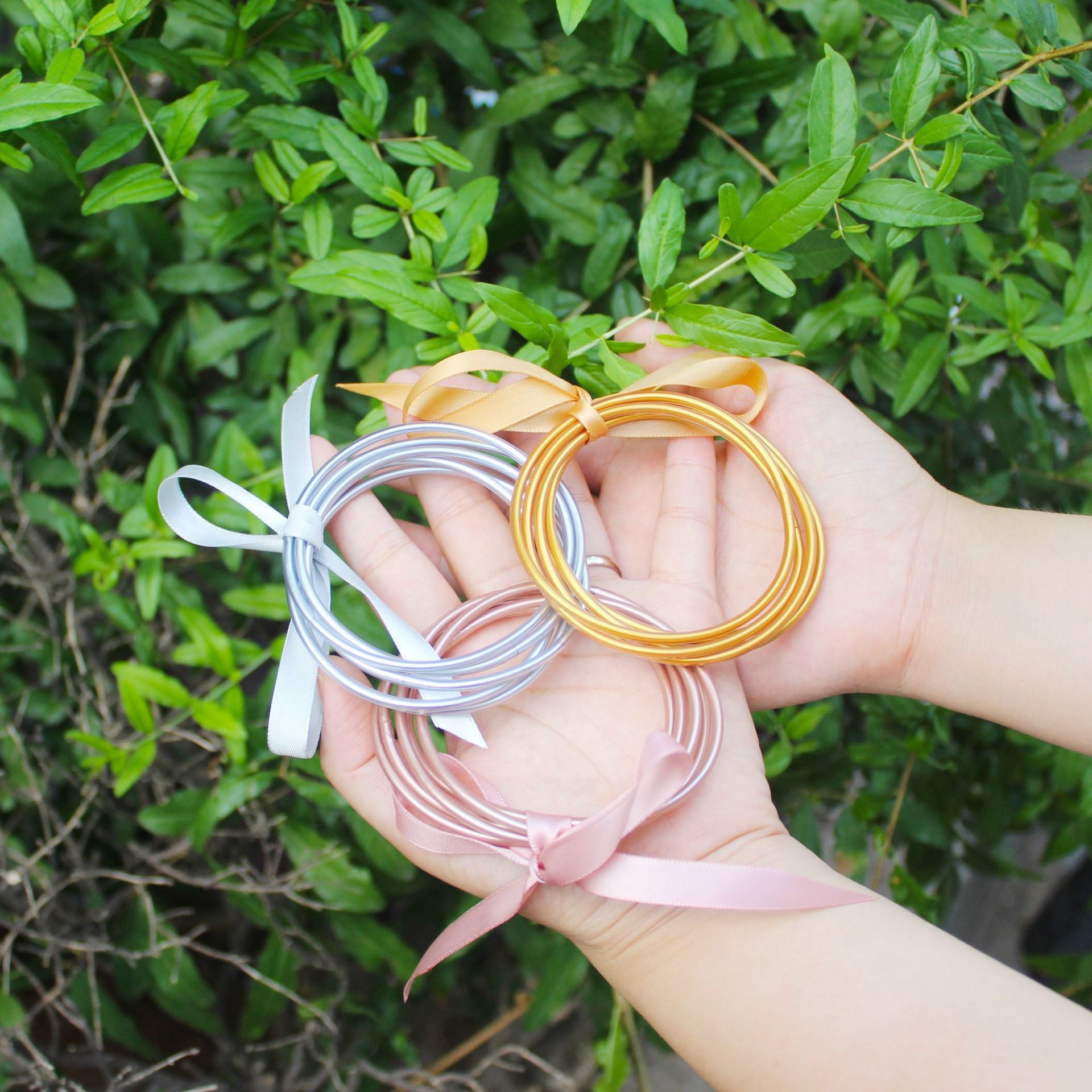 Wholesale Plastic Silicone Tube Gold Foil Jelly Bangles Five Layer Bracelet ACC-BT-YTian001