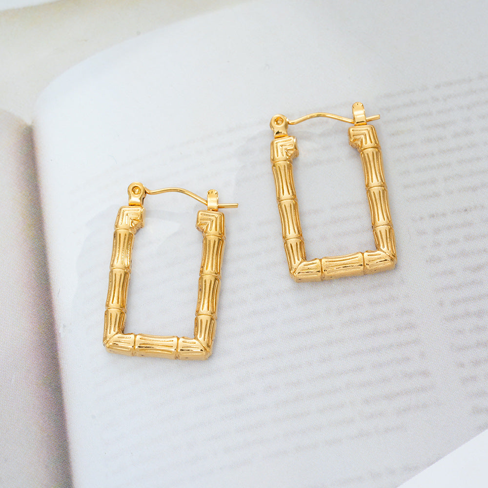 Wholesale Geometric 18K Gold Plated Titanium Steel Earrings - Chic Fashion Accessory for Women,  Gift or Boutique Resale