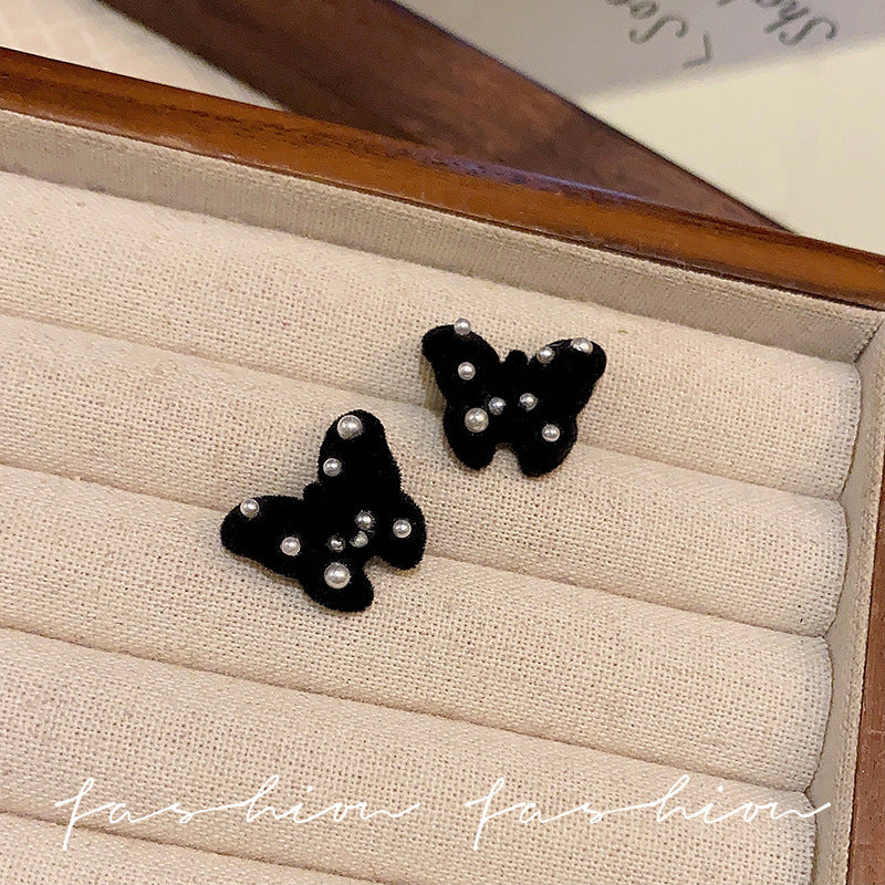 Wholesale 925 silver needle flocking plush earrings literary exaggerated earrings