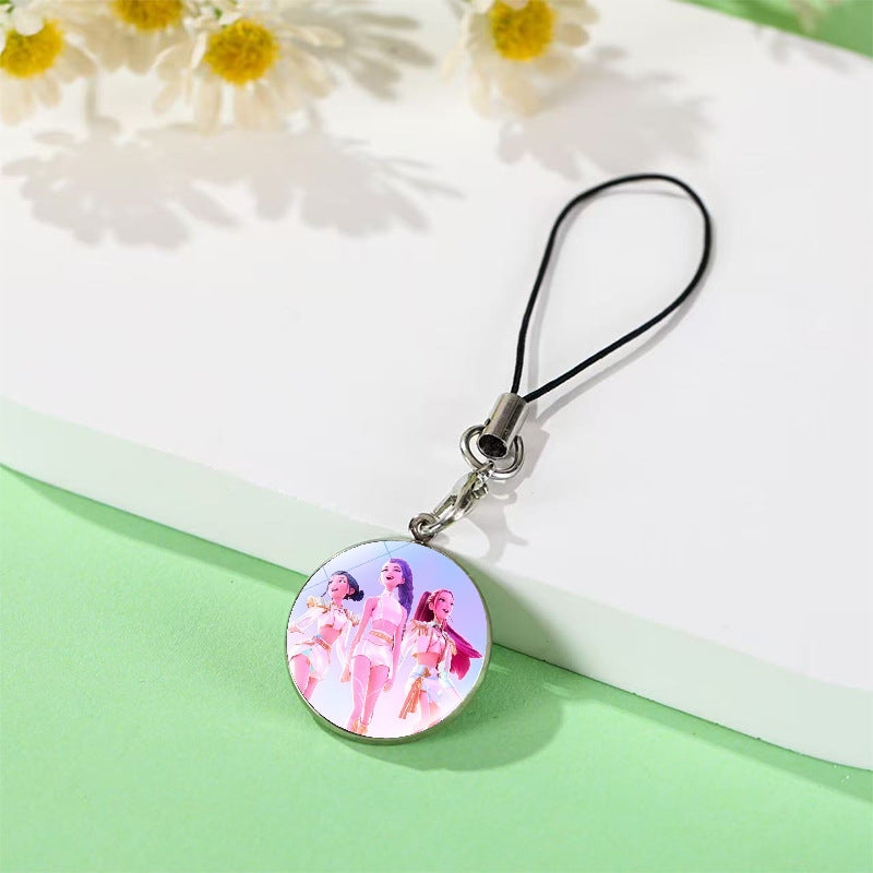 Wholesale Crystal mobile phone chain pendant anime high-value peripheral school bag pendant Keychains kpop