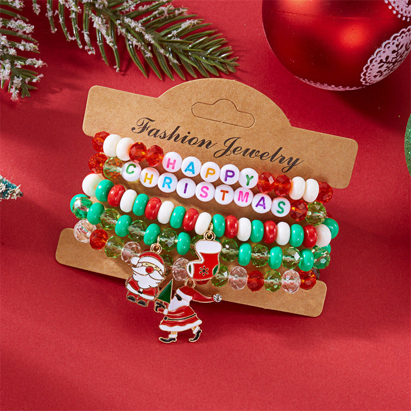 Wholesale Christmas soft ceramic multi-layer cartoon  bell bracelet