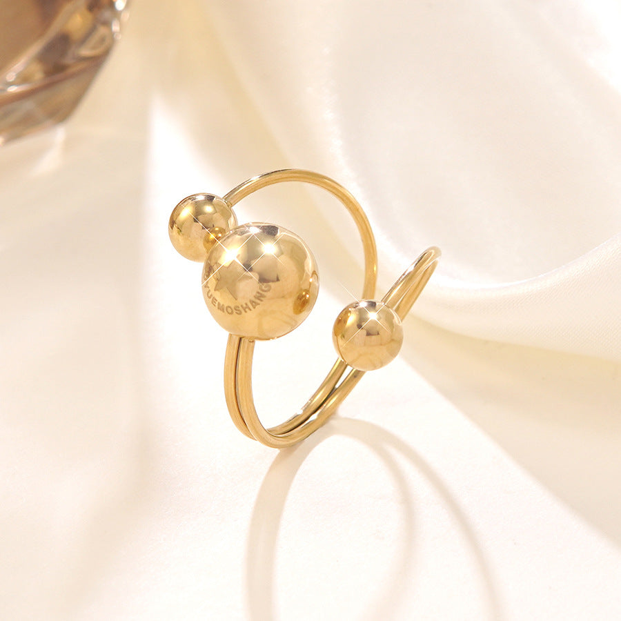 Wholesale stainless steel rings asymmetrical three-ball open rings