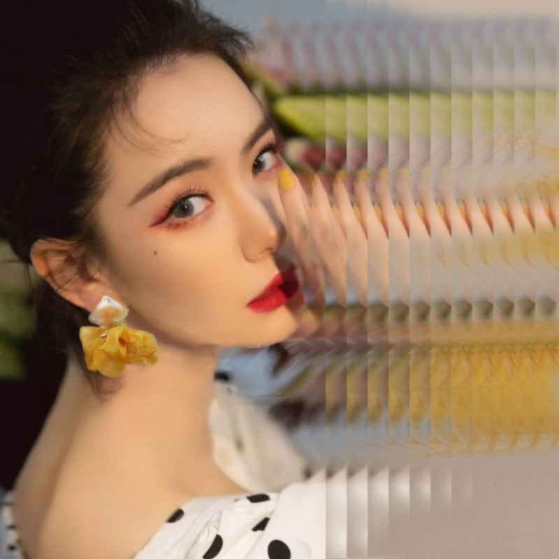 Wholesale Yellow Flower Earrings Exaggerated Stud Earrings Statemente Earrings Ear Studs ACC-ES-Huih001