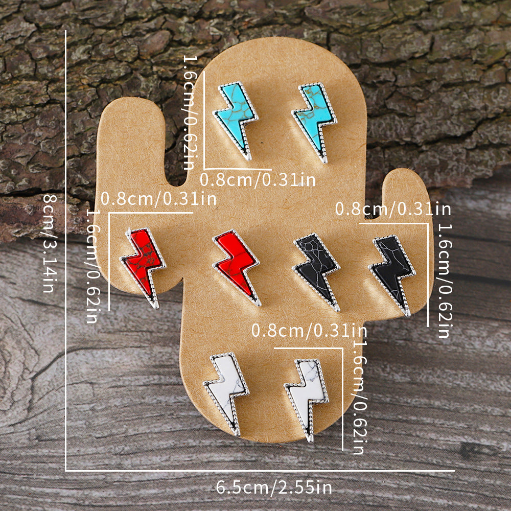 Wholesale Western Wind Lightning Round Turquoise Stud Earrings
