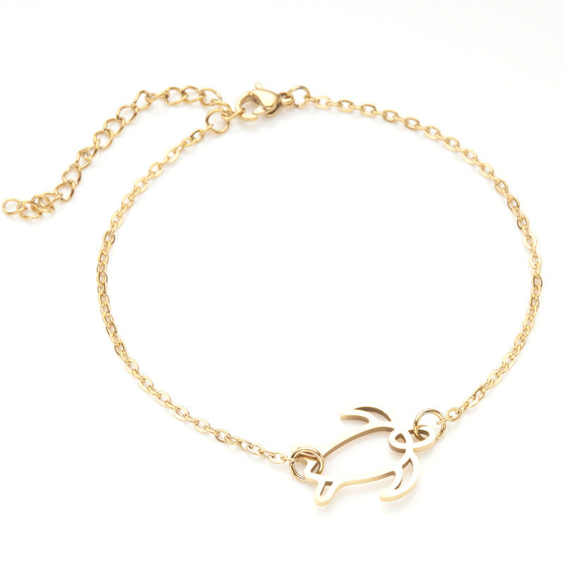 Wholesale Stainless Steel  Gold Turtle Hollow Pendant Bracelet