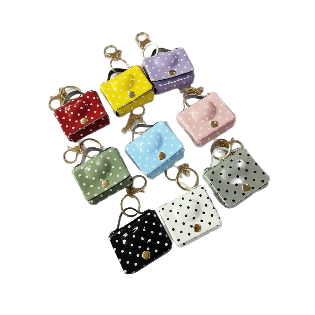 Wholesale Polka Dot Heart Leather Mini Coin Purse Keychain Bag Charm Stylish Gift