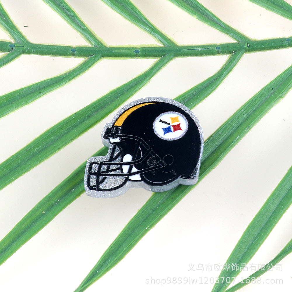 Wholesale 5pcs Acrylic Rugby Straight Hole Cartoon Beads