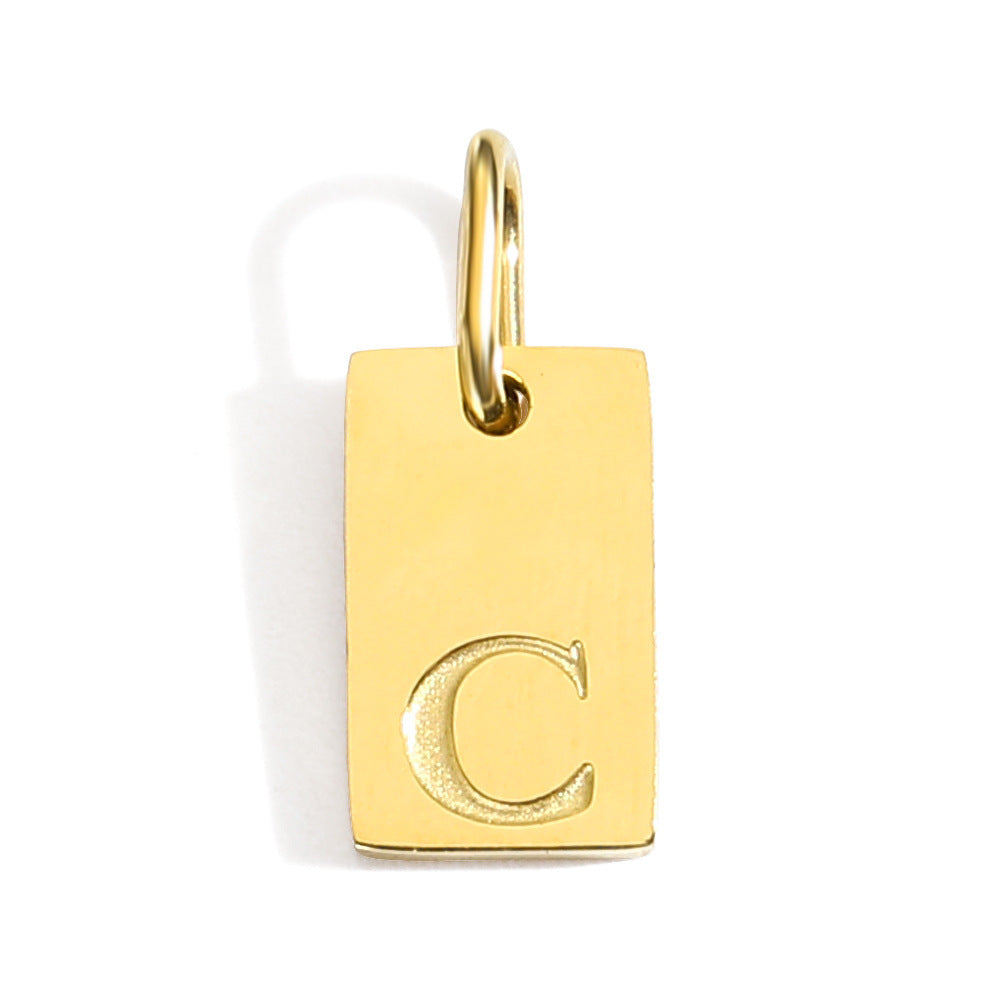 Wholesale 26 English letters stainless steel gold-plated pendant