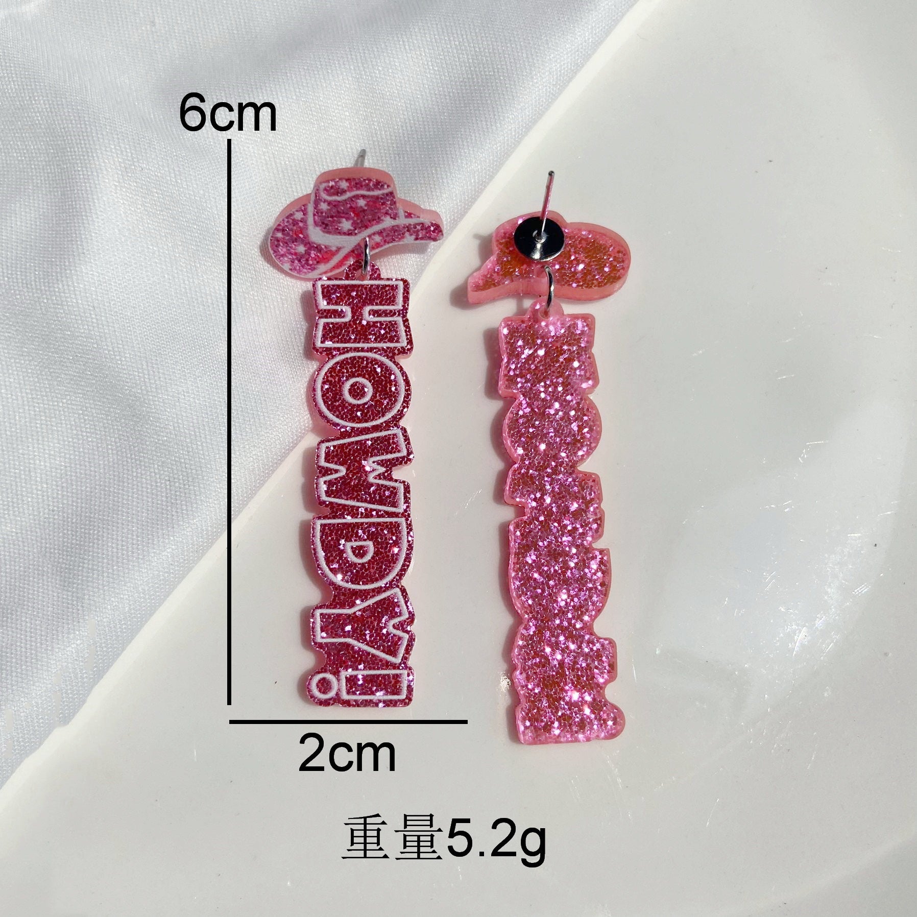 Wholesale Western Cowboy Tribal Cowboy Hat Howdy Letter Glitter Acrylic  Earrings