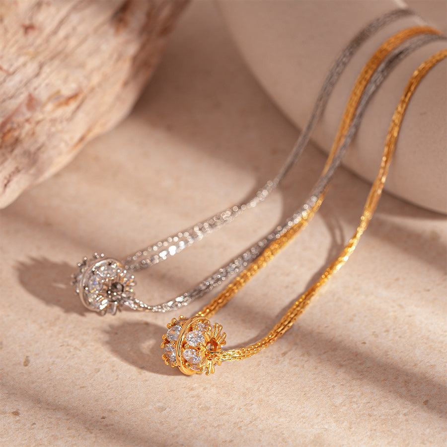 Wholesale  Light Luxury Style Multi-layer Brushed Zircon Clavicle Chain